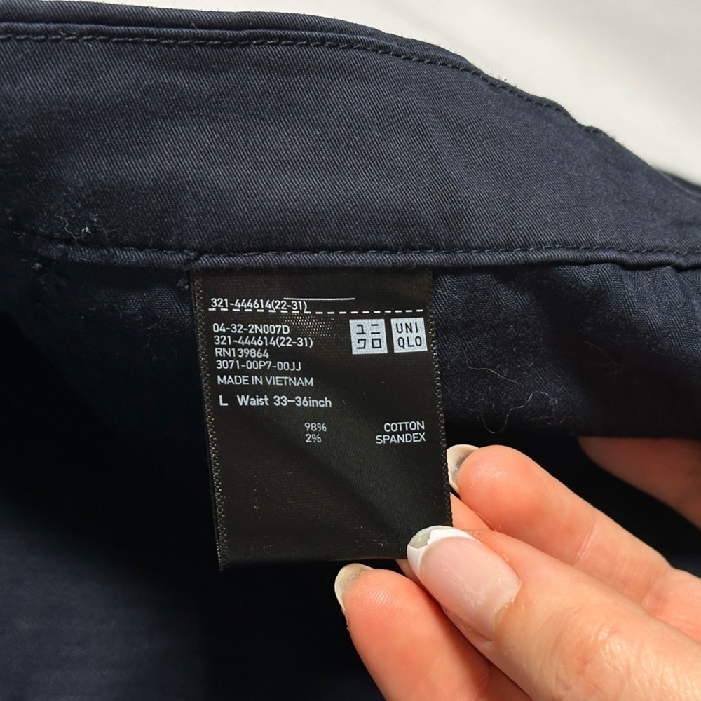 Uniqlo mens chino shorts stretch cotton modern fit drawstring waist navy L - Picture 6 of 7